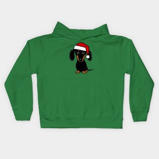 Santa Dachshund Black and Tan Wiener Dog Christmas Kids Hoodie